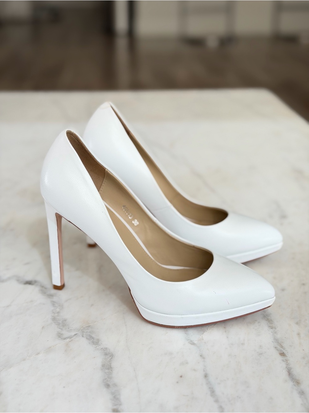 VITACCI White Genuine Leather Platform Stiletto Pumps EU 36